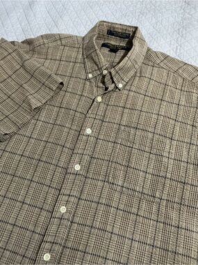 Vintage 90s Chesterfield Plaid Button Up Shirt Men’s Single Needle Tailoring XL